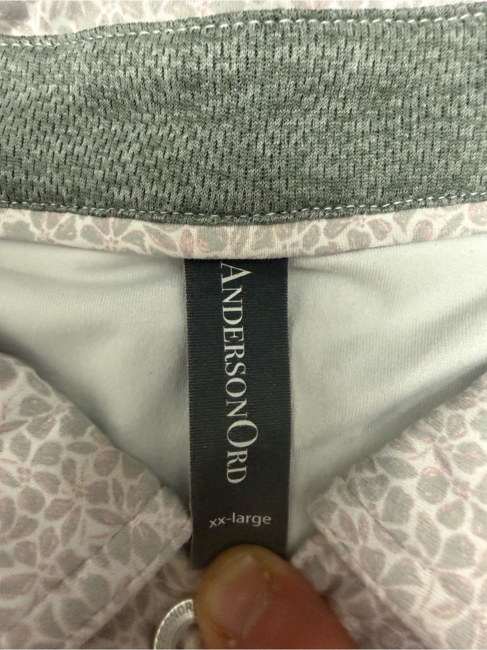 AndersonOrd Men’s XXL Golf Polo Gray Pink Floral Print Stretch Performance - Picture 5 of 8